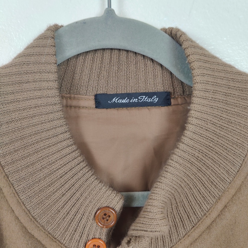 Vintage 90s Pierluigi Della Spina Jacket Mens Large Tan Wool Cashmere Bomber - Picture 6 of 11